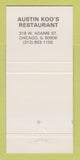 Matchbook Cover - Auston Koo's Restaurant Chicago IL 30 Strike
