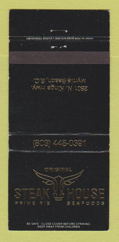 Matchbook Cover - Steak House Restaurant Myrtle Beach SC 30 Strike
