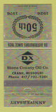 Matchbook Cover - DX oil gas Stone County Carne MO 1976 WEAR 30 Strike