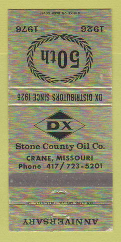 Matchbook Cover - DX oil gas Stone County Carne MO 1976 WEAR 30 Strike