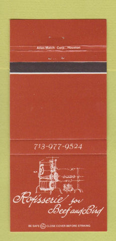 Matchbook Cover - Rotisserie for Beef and Bird Houston TX 30 Strike