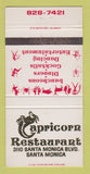 Matchbook Cover - Capricorn Restaurant Santa Monica CA 30 Strike