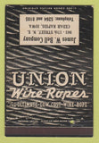 Matchbook Cover - Union Wire Rope James Bell Cedar Rapids IA 40 Strike