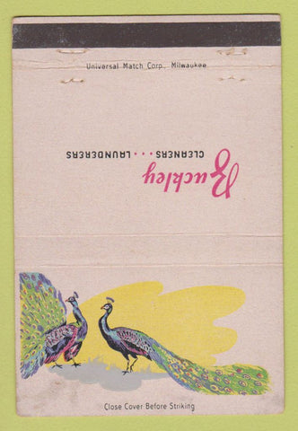 Matchbook Cover - Buckley Cleaners Launry Peacocks 40 Strike