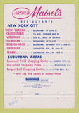 Matchbook Cover - Arthur Maisel's Restaurants New York City 40 Strike