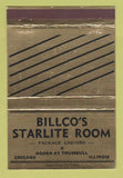 Matchbook Cover - Billco's Starlite Room Liquor Chicago IL 40 Strike