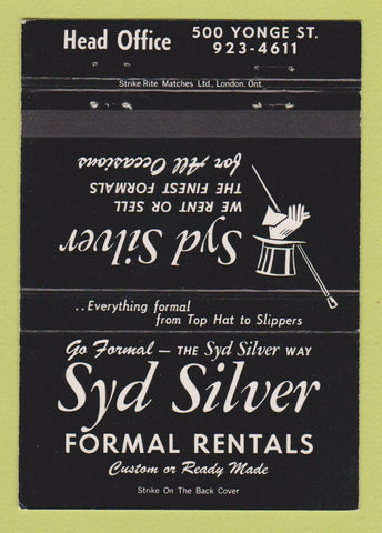 Matchbook Cover - Syd Silver Formal Clothes Rentals Toronto ON 40 Strike