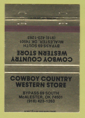 Matchbook Cover - Cowboy Country Western Store McAlester OK 40 Strike