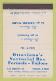 Matchbook Cover - Ottaviano's Sartorial Bar Clothes  40 Stick
