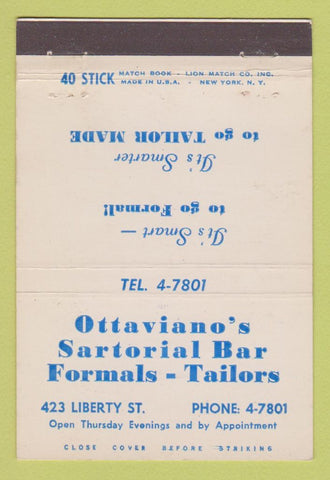 Matchbook Cover - Ottaviano's Sartorial Bar Clothes  40 Stick