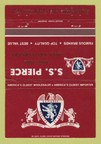 Matchbook Cover - SS Pierce Boston MA 1981 WEAR 40 Strike