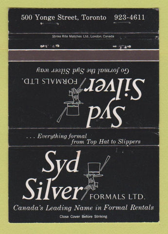 Matchbook Cover - Syd Silver Formal Clothes Rentals Toronto ON 40 Strike