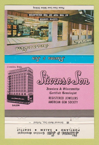 Matchbook Cover - Stevens and Son Jewelry Salem Portland OR Seattle WA 40 Strike