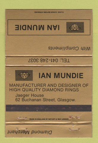 Matchbook Cover - Ian Mundie Jewelry Glasgow 40 Strike