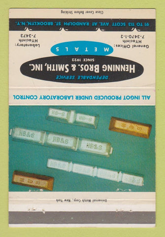 Matchbook Cover - Henning Bros Smith Metals Brooklyn NY 40 Strike