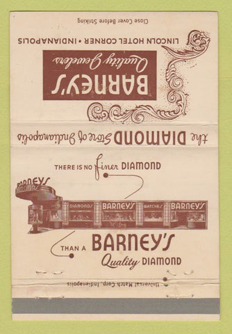 Matchbook Cover - Barney's Jewelry Indianapolis IN 40 Strike