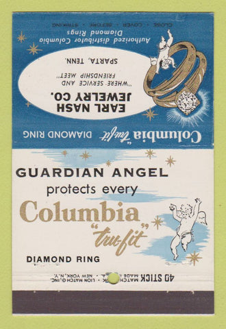 Matchbook Cover - Columbia Diamond Rings Earl Nash Jewelry Sparta TN 40 Stick