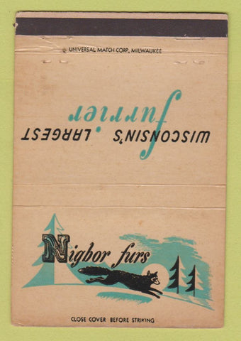 Matchbook Cover - Nigbor Furs Milwaukee Green Bay Berlin WI WEAR 40 Strike