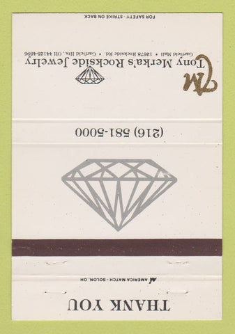 Matchbook Cover - Tony Marka's Rockside Jewelry Garfield Heights OH 40 Strike