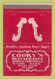 Matchbook Cover - Cooky's Brooklyn NY Hempstead LI PRINTING ERROR 40 Strike