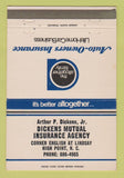Matchbook Cover - Dickens Mutual Insurance High Point NC 40 Strike