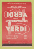 Matchbook Cover - Verdi Restaurant Philadelphia PA 40 Strike