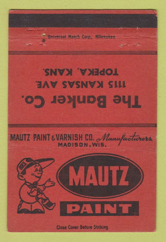 Matchbook Cover - Mautz Paint Banker Co Topeka KS 40 Strike