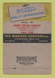 Matchbook Cover - Warren Refrigerators Wichita KS Dickey Furniture 40 Strike