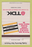 Matchbook Cover - TDK Cassette Tape Recording Garden City NY 40 Strike