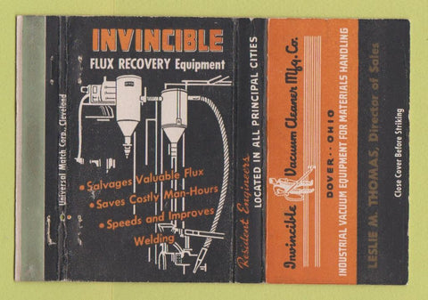 Matchbook Cover - Invincible Vacuum Cleaners Dover OH WEAR 40 Strike