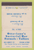 Matchbook Cover - Ottaviano's Sartorial Bar Clothes WORN 40 Stick