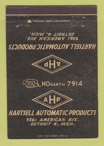 Matchbook Cover - Hartsell Automatic Products Detroi MI 40 Strike