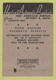 Matchbook Cover - Hartsell Automatic Products Detroi MI 40 Strike