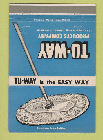 Matchbook Cover - Tu Way Products Broom Detroit MI 40 Strike