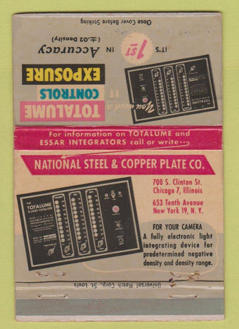 Matchbook Cover - National Steel and Copper Plate Chicago IL NYC WEAR 40 Strike