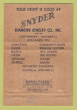Matchbook Cover - Snyder Diamond Jewelry Montgomery AL WEAR 40 Strike