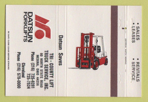 Matchbook Cover - Datsun Forklifts Medina OH 40 Strike