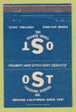 Matchbook Cover - OST Crane Trucking Service Ventura CA 40 Strike