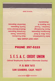 Matchbook Cover - School Employees Credit Union Alameda San Leandro CA 40 Strike