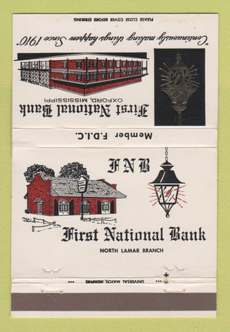Matchbook Cover - First National Bank Oxford MS 40 Strike