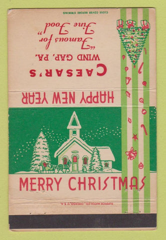 Matchbook Cover - Caesar's Restaurant Wind Gap PA Christmas 40 Strike