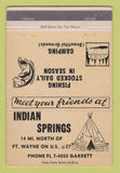 Matchbook Cover - Indian Springs Fort Wayne IN 40 Strike