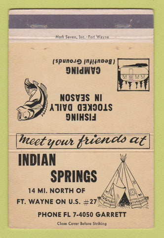Matchbook Cover - Indian Springs Fort Wayne IN 40 Strike