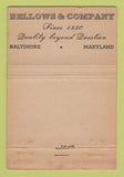 Matchbook Cover - Bellows Partners Choice Whiskey Baltimore MD 40 Stick