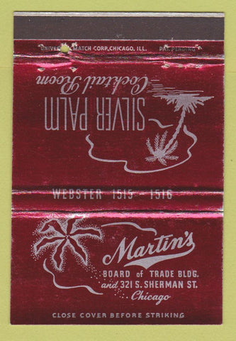 Matchbook Cover - Martin's Chicago IL Silver Palm Cocktail Room 40 Strike