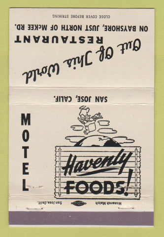 Matchbook Cover - Out of This World Restaurant Motel San Jose CA WHITE 40 Strike
