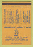 Matchbook Cover - Anthony Wayne oil gas Fort Wayne IN 40 Strike
