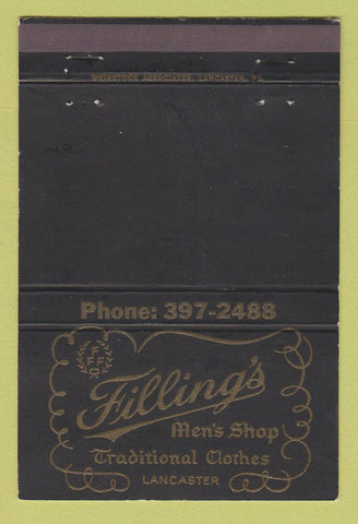 Matchbook Cover - Filling's Men's Clothes Lancaster PA 40 Strike