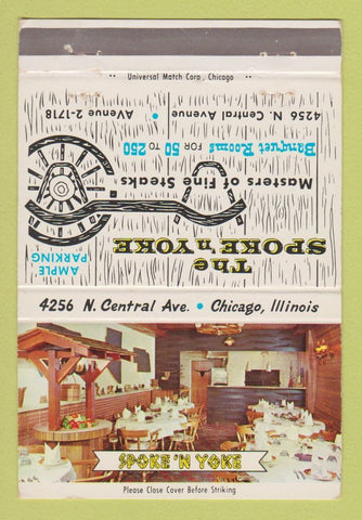 Matchbook Cover - The Spoke n Yoke Restaurant Chicago IL 40 Strike