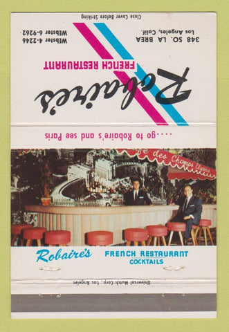 Matchbook Cover - Robaire's French Restaurant Los Angeles CA 40 Strike